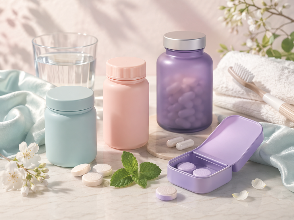 editorial product comparison image showing different oral probiotic types for bad breath