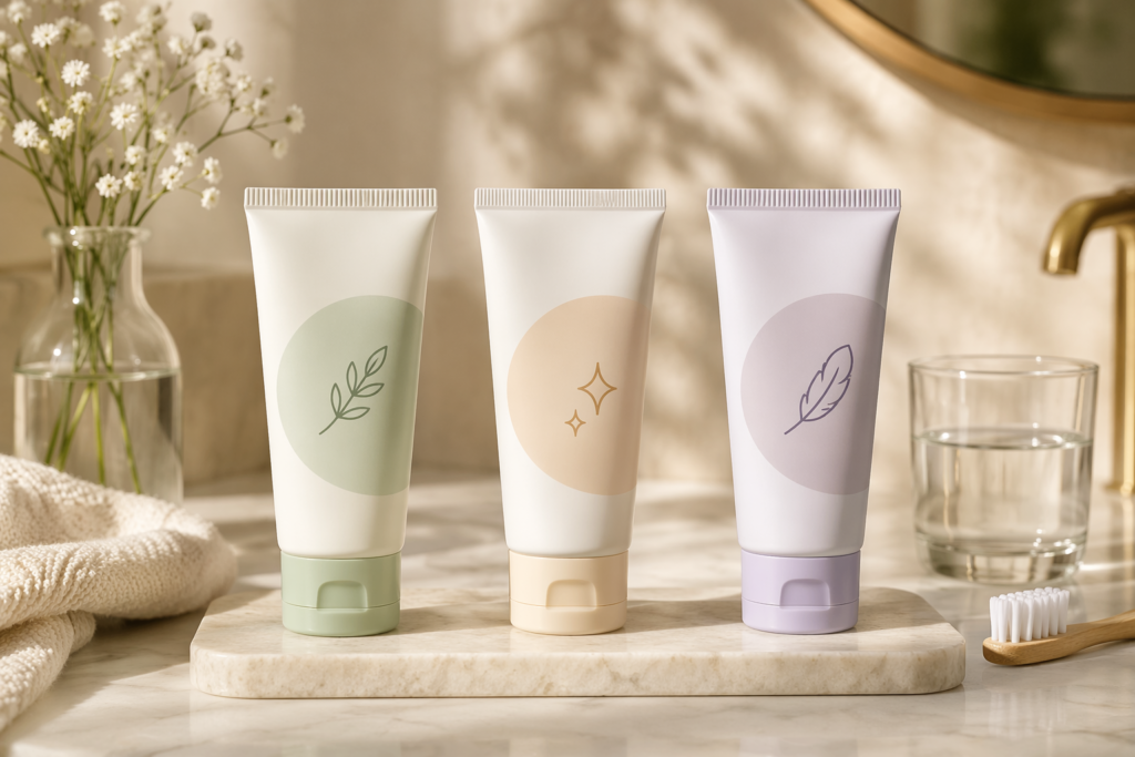 editorial arrangement of safer whitening support product directions related to enamel-friendly whitening