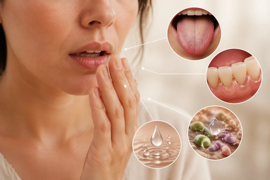 does dry mouth cause bad breath oral dryness reduced saliva and bad breath illustration